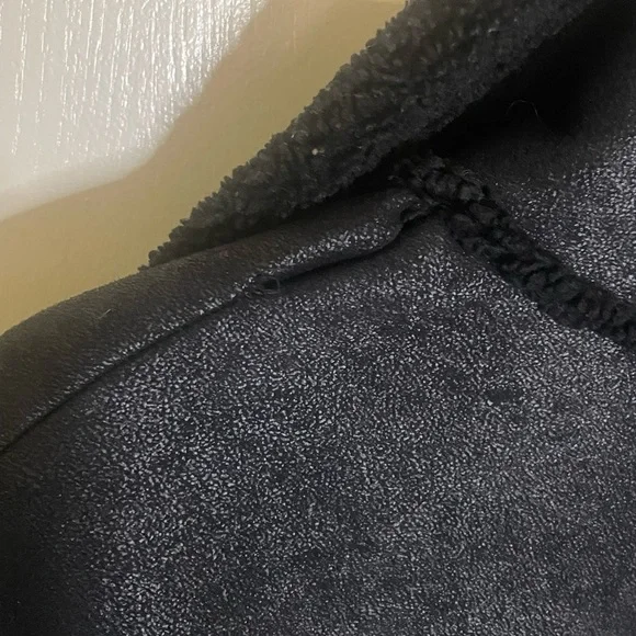 American Eagle Faux Suede Shearling Lined Distressed Moto Jacket, Bl, Sz XL - Picture 13 of 16